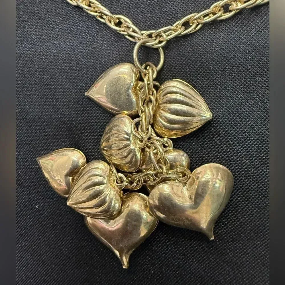 Gold Tone Necklace with Heart Charms